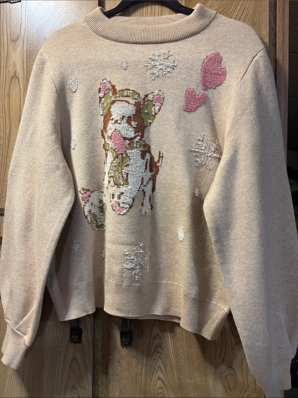 Democracy Holiday Dog French Bulldog Pullover Sweater size L